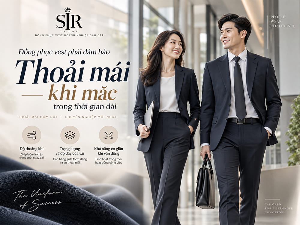 Vải may đồng phục vest phải đảm bảo sự thoải mái khi mực trong thời gian dài