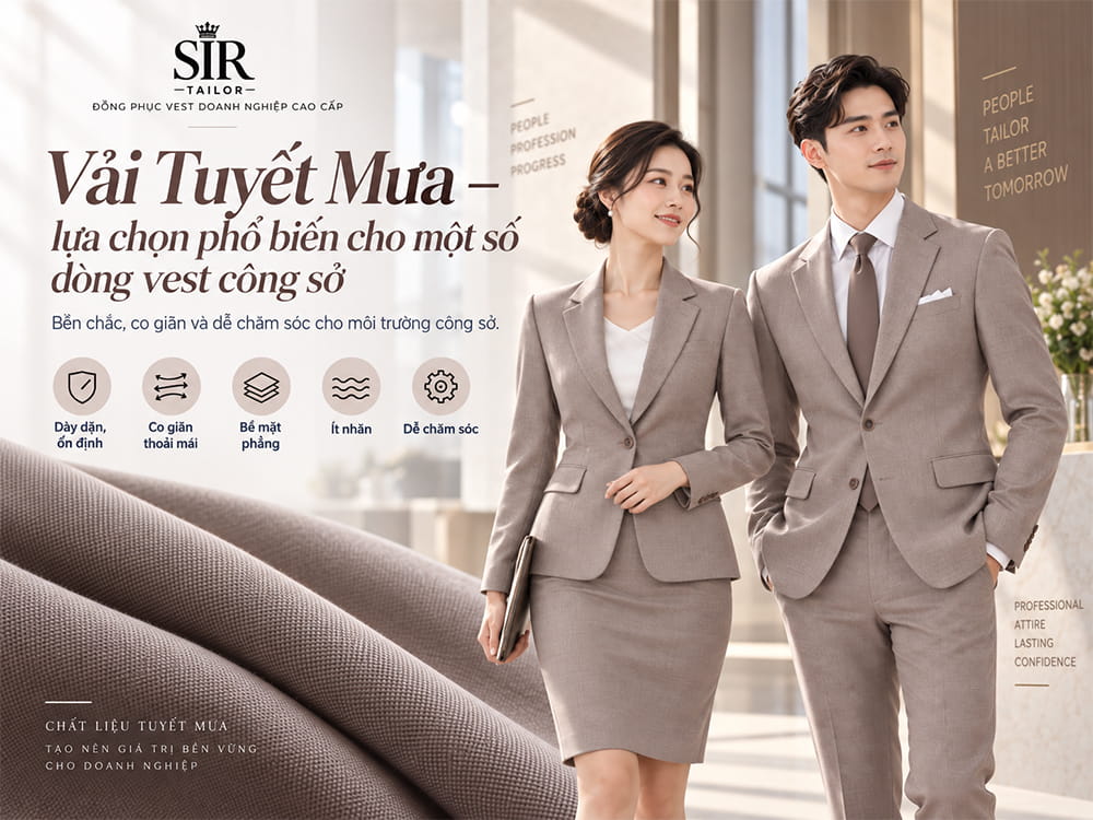 Vải tuyết mưa may đồng phục vest