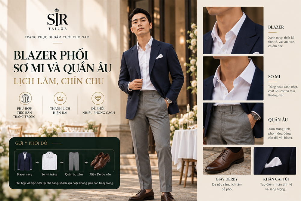 Blazer phối sơ mi và quần âu