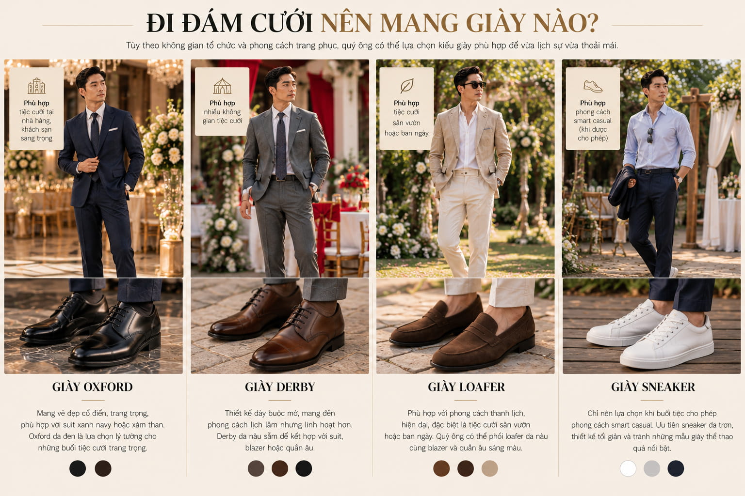 Đi đám cưới nên mang giày nào