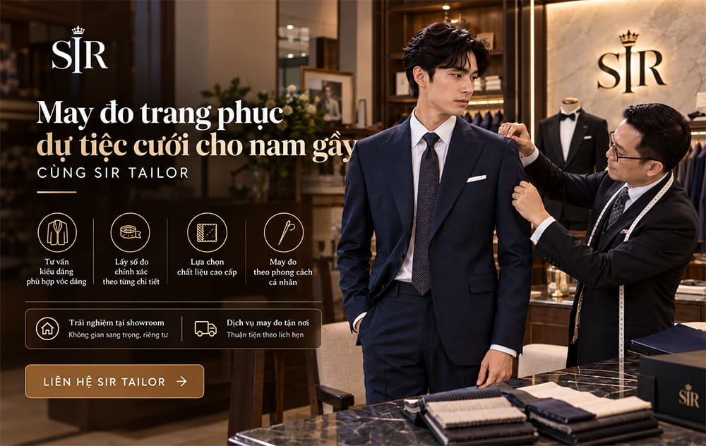 May đo trang phục dự tiệc cưới cho nam gầy cùng SIR Tailor