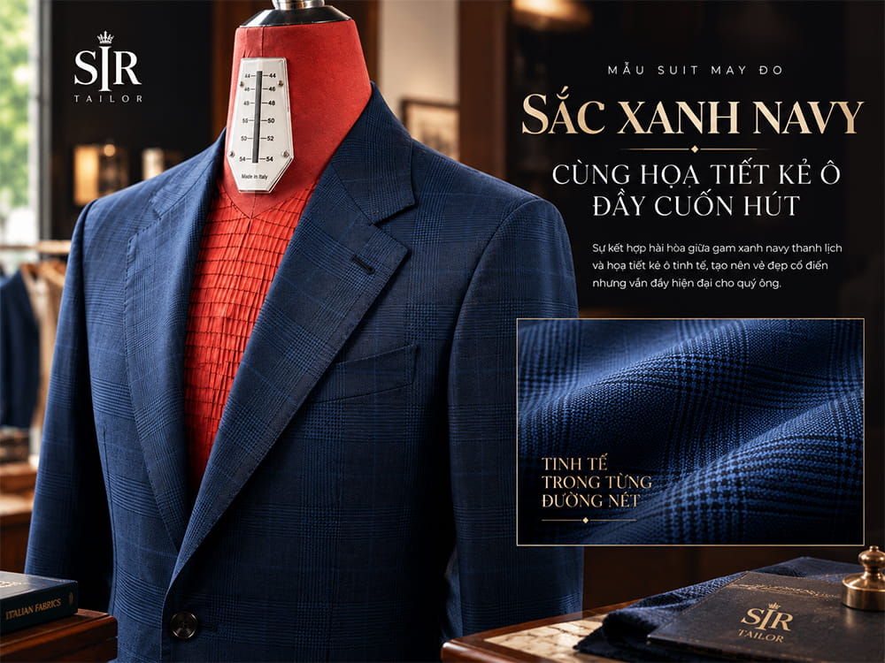 Sắc xanh navy cùng họa tiết kẻ ô đầy cuốn hút