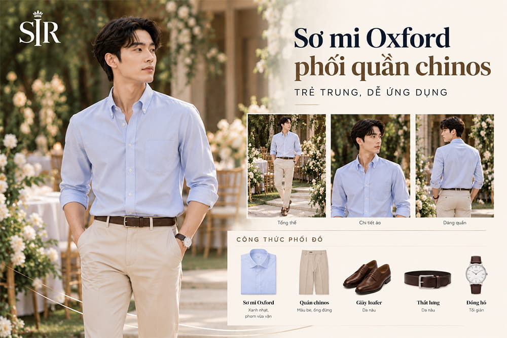 Sơ mi Oxford phối quần chinos