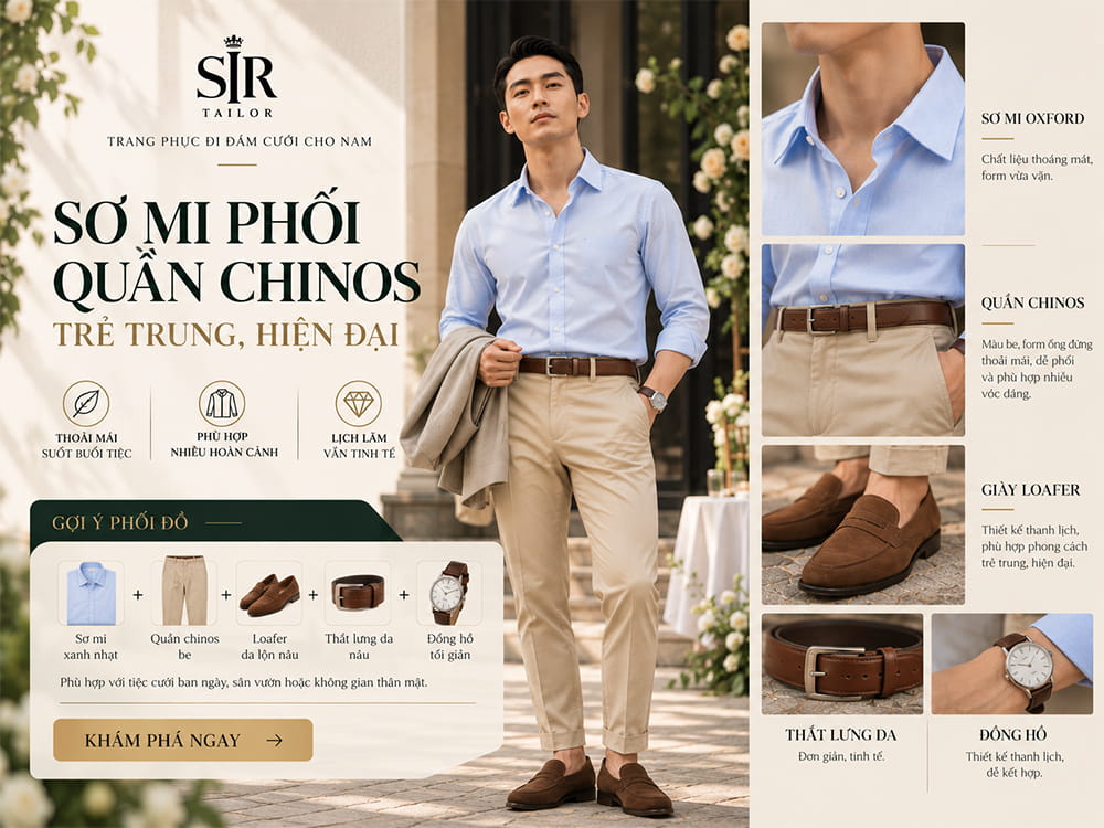 Sơ mi phối quần chinos