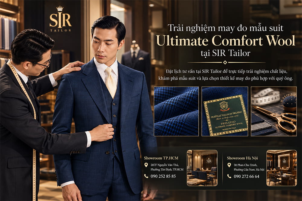 Trải nghiệm may đo mẫu suit Ultimate Comfort Wool tại SIR Tailor